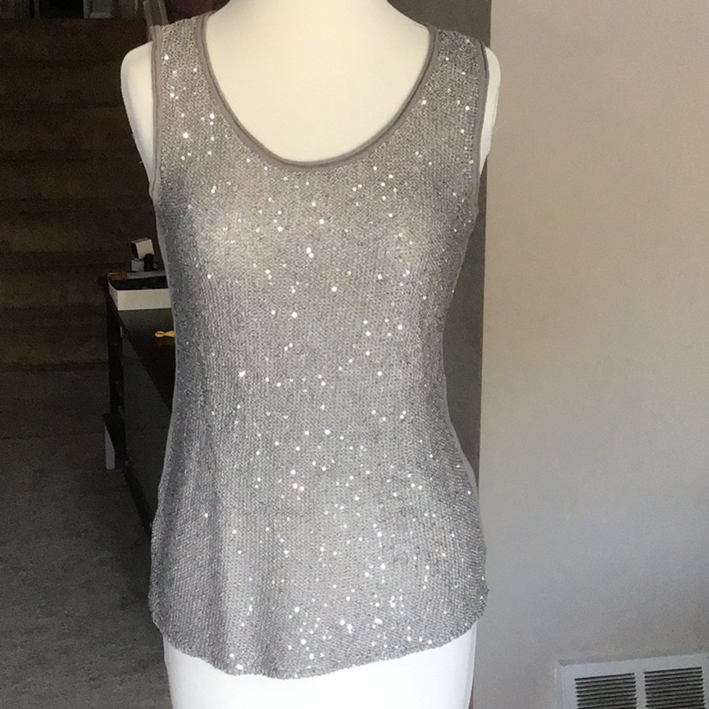 Silver Sequin Sleeveless Top